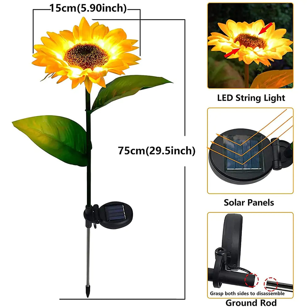 Solar Sunflower Lawn Light