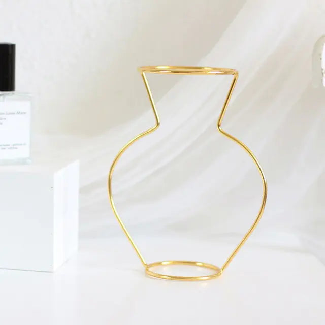 gold Nordic Shaped Wire Vase