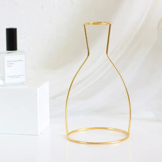 gold Nordic tall wide Shaped Wire Vase