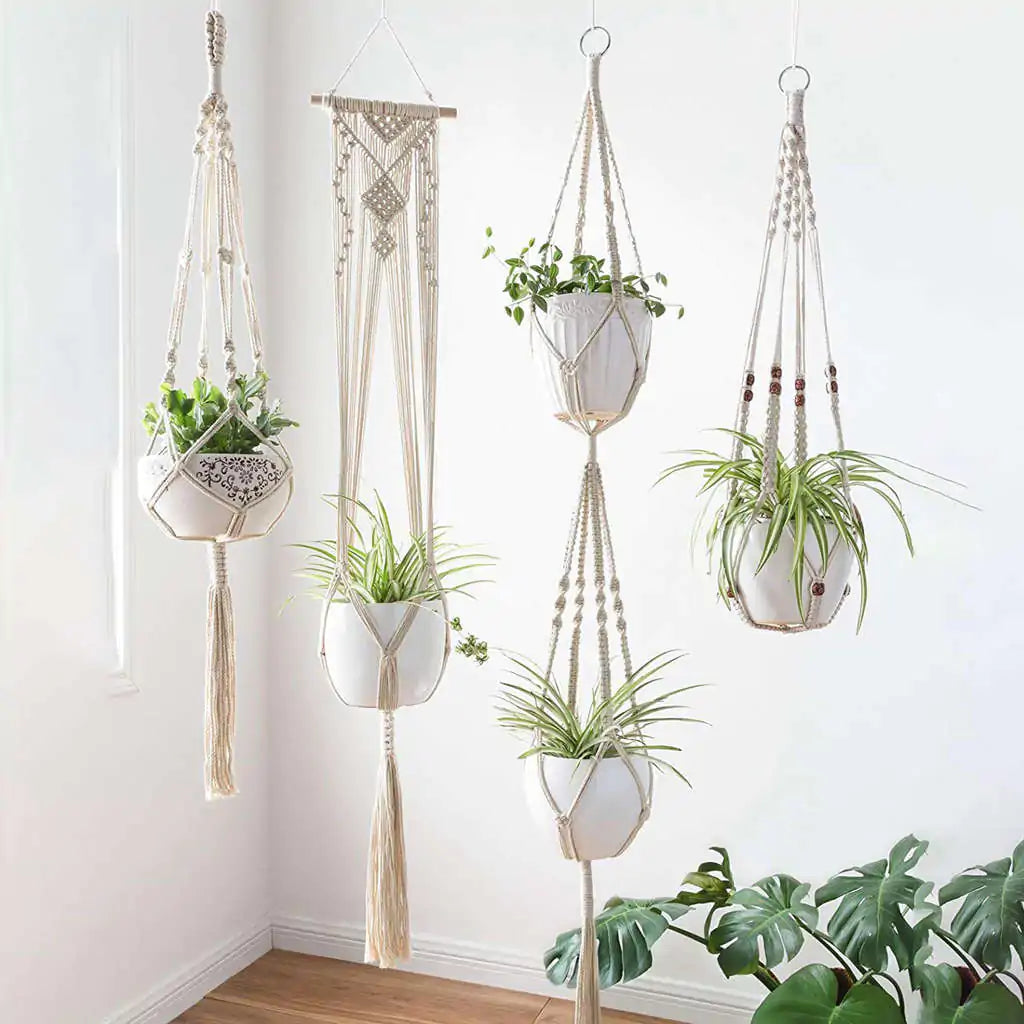 4x Macrame Plant Hangers