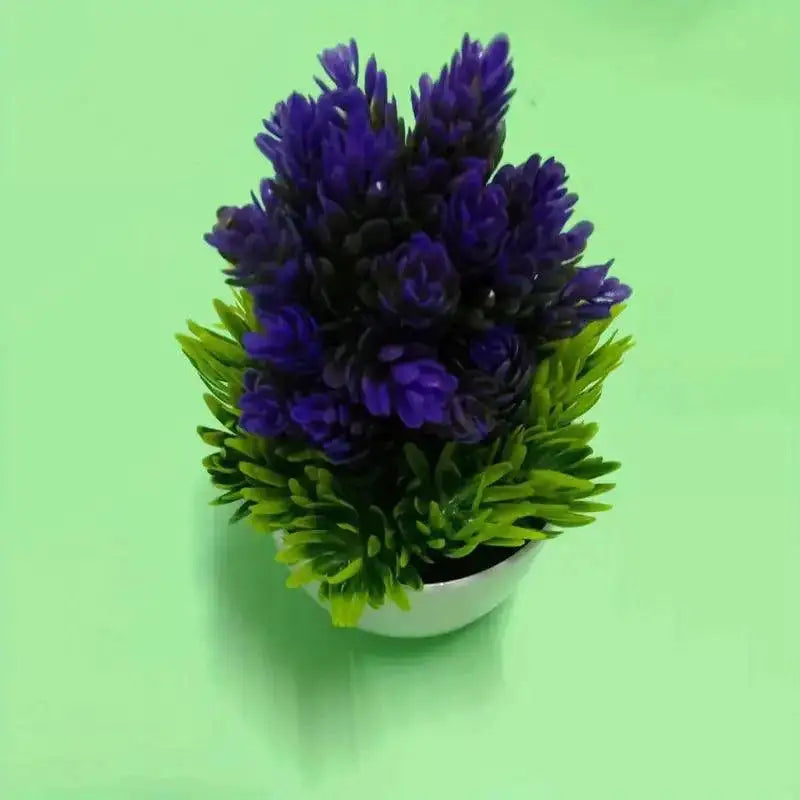 Artificial Purple Plant in white pot