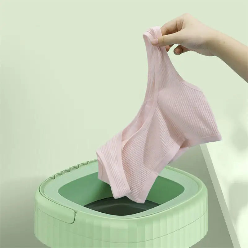 Example of green Portable Mini Washing Machine being used