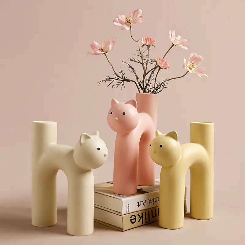 Cat flower vases on display